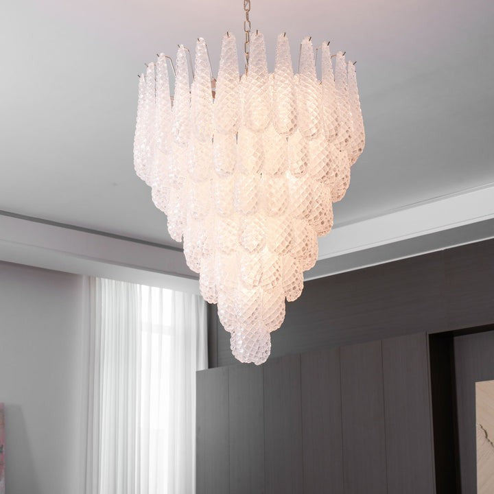 Handcrafted Glass Droplet Cascade Chandelier