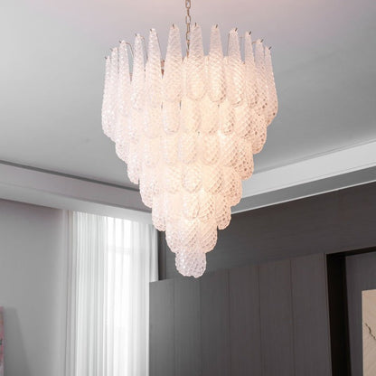 Handcrafted Glass Droplet Cascade Chandelier