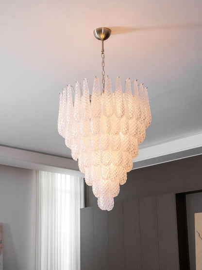 Handcrafted Glass Droplet Cascade Chandelier