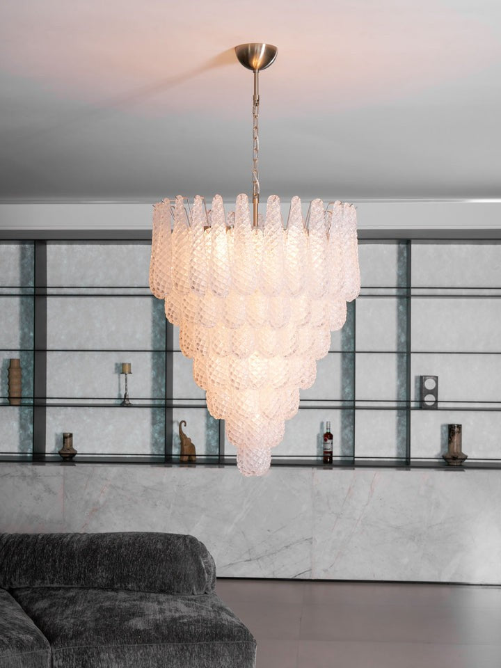 Handcrafted Glass Droplet Cascade Chandelier