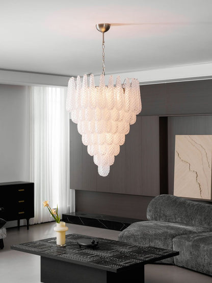 Handcrafted Glass Droplet Cascade Chandelier