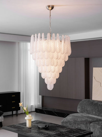Handcrafted Glass Droplet Cascade Chandelier