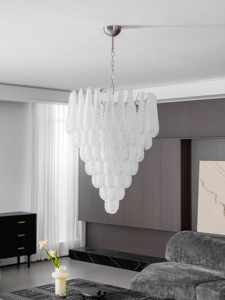 Handcrafted Glass Droplet Cascade Chandelier