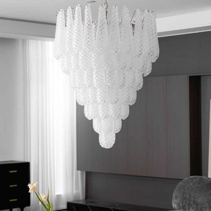 Handcrafted Glass Droplet Cascade Chandelier