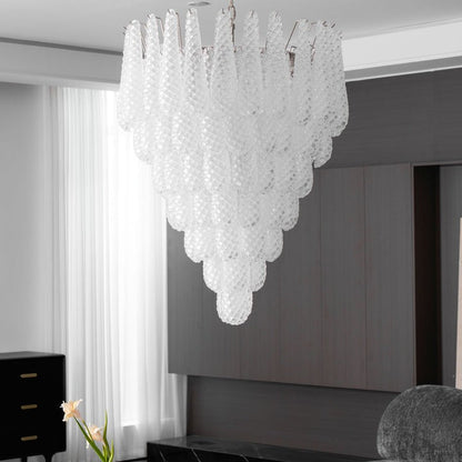 Handcrafted Glass Droplet Cascade Chandelier