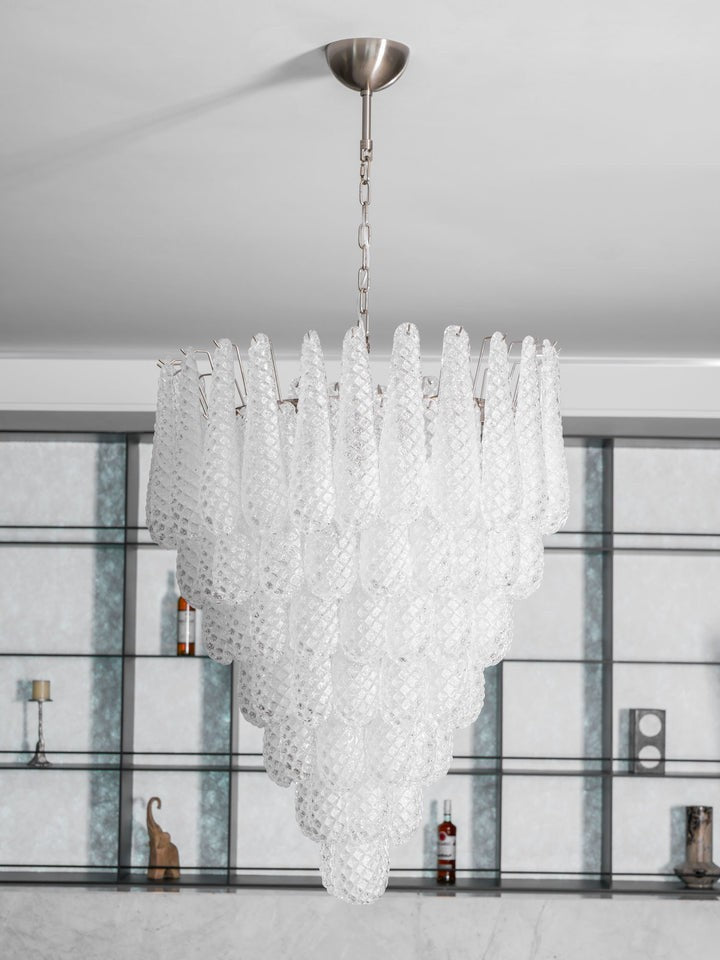 Handcrafted Glass Droplet Cascade Chandelier