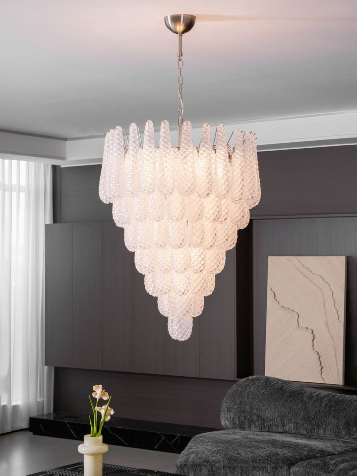 Handcrafted Glass Droplet Cascade Chandelier
