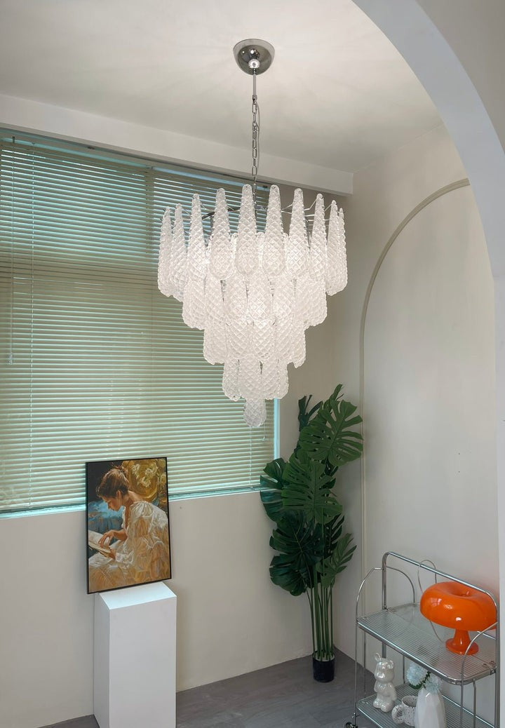 Handcrafted Glass Droplet Cascade Chandelier