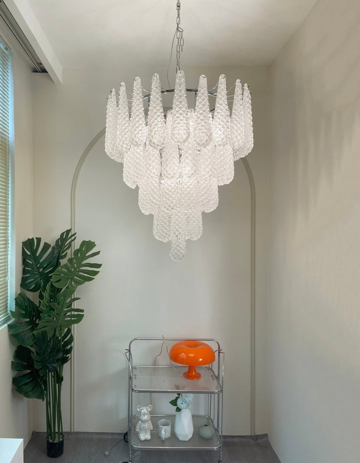 Handcrafted Glass Droplet Cascade Chandelier