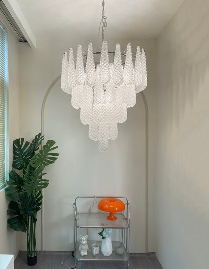 Handcrafted Glass Droplet Cascade Chandelier