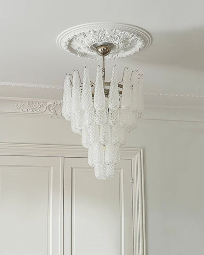 Handcrafted Glass Droplet Cascade Chandelier
