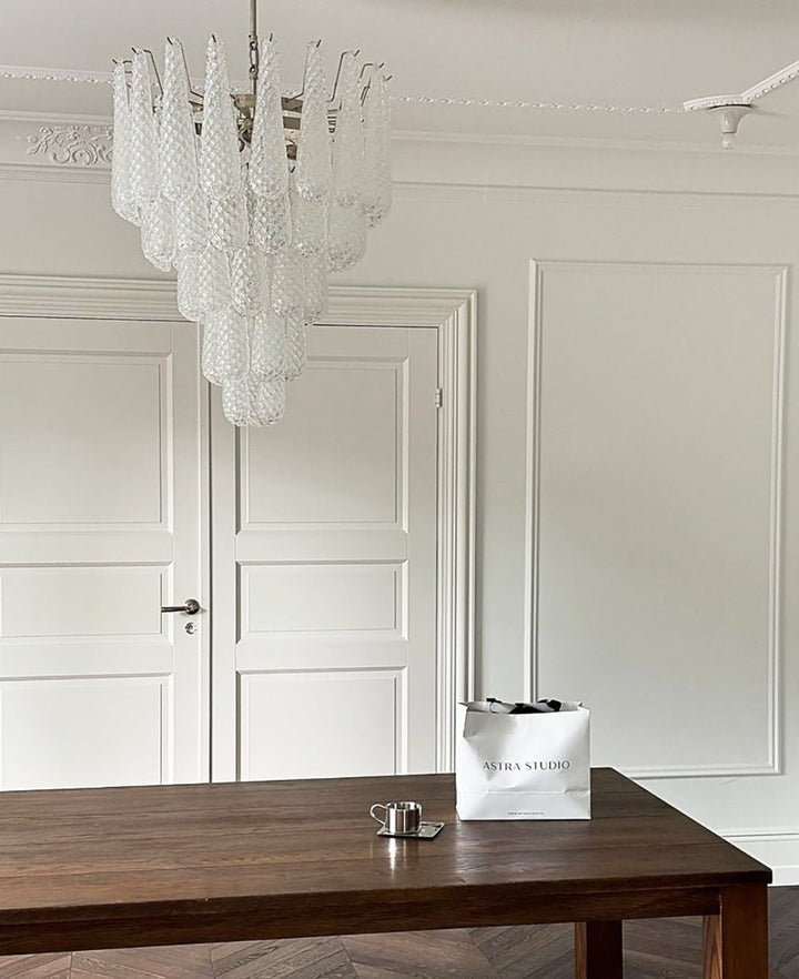 Handcrafted Glass Droplet Cascade Chandelier