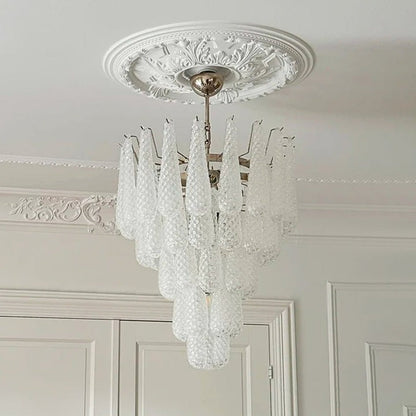 Handcrafted Glass Droplet Cascade Chandelier