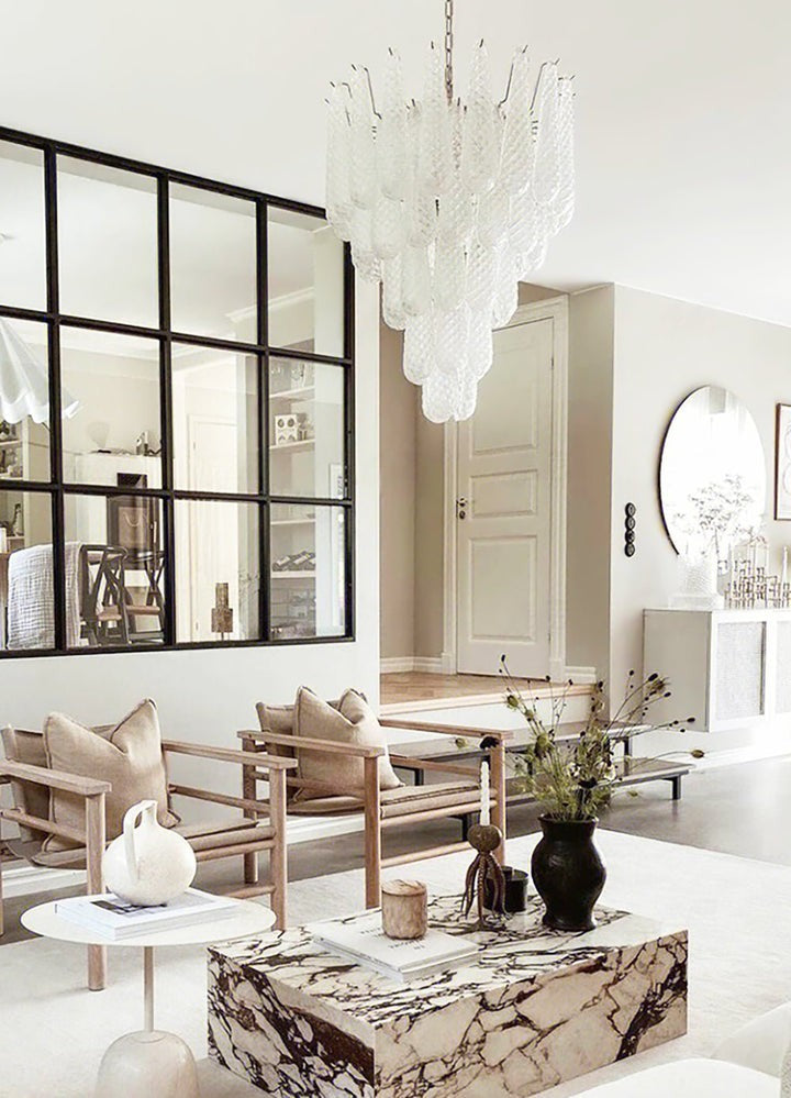 Handcrafted Glass Droplet Cascade Chandelier