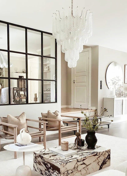 Handcrafted Glass Droplet Cascade Chandelier