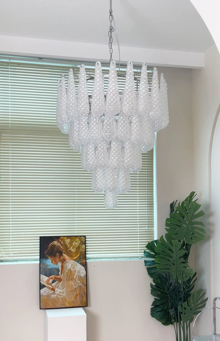 Handcrafted Glass Droplet Cascade Chandelier