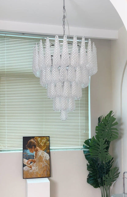 Handcrafted Glass Droplet Cascade Chandelier