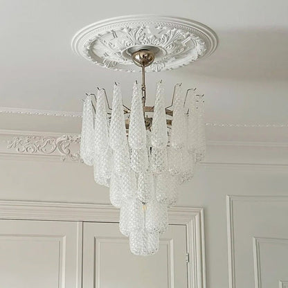 Handcrafted Glass Droplet Cascade Chandelier