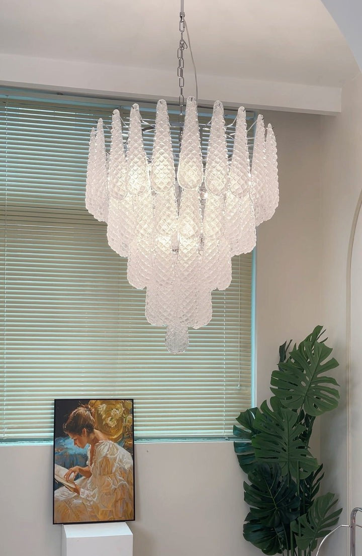 Handcrafted Glass Droplet Cascade Chandelier