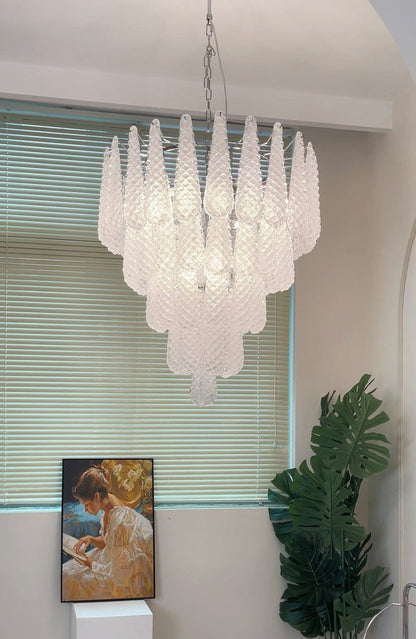 Handcrafted Glass Droplet Cascade Chandelier