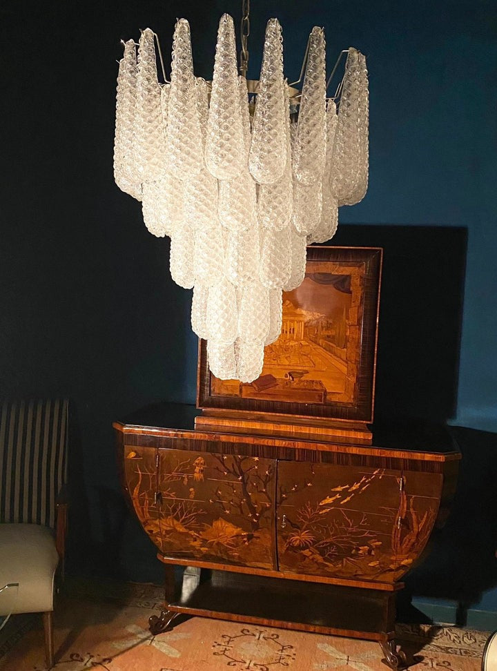 Handcrafted Glass Droplet Cascade Chandelier