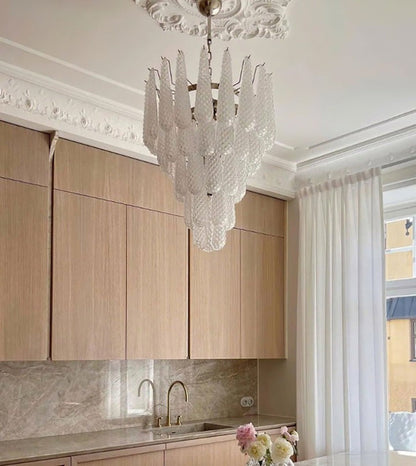 Handcrafted Glass Droplet Cascade Chandelier