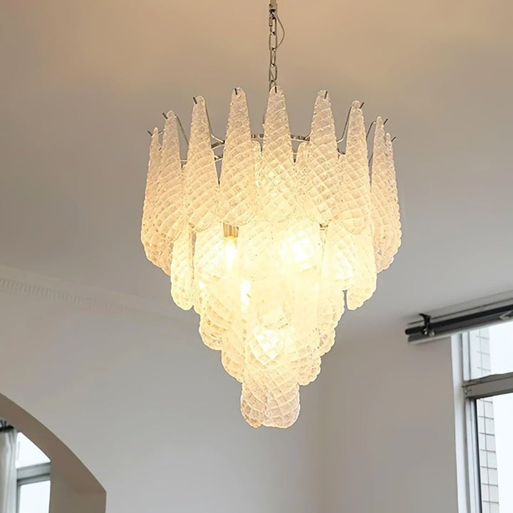 Handcrafted Glass Droplet Cascade Chandelier