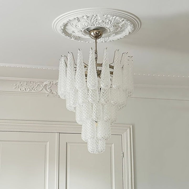 Handcrafted Glass Droplet Cascade Chandelier