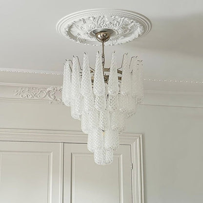 Handcrafted Glass Droplet Cascade Chandelier