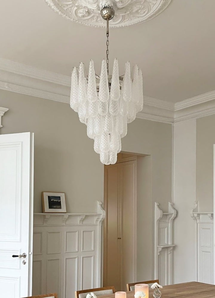 Handcrafted Glass Droplet Cascade Chandelier