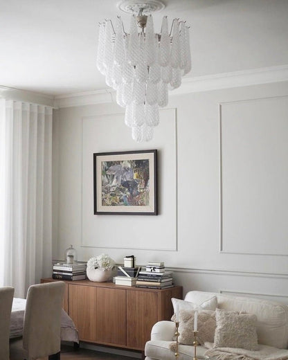 Handcrafted Glass Droplet Cascade Chandelier