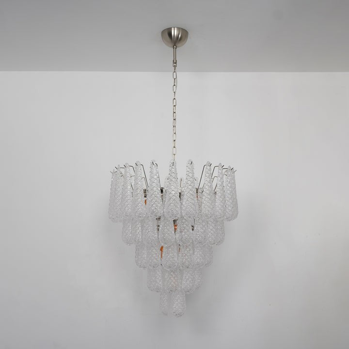Handcrafted Glass Droplet Cascade Chandelier