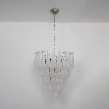 Handcrafted Glass Droplet Cascade Chandelier