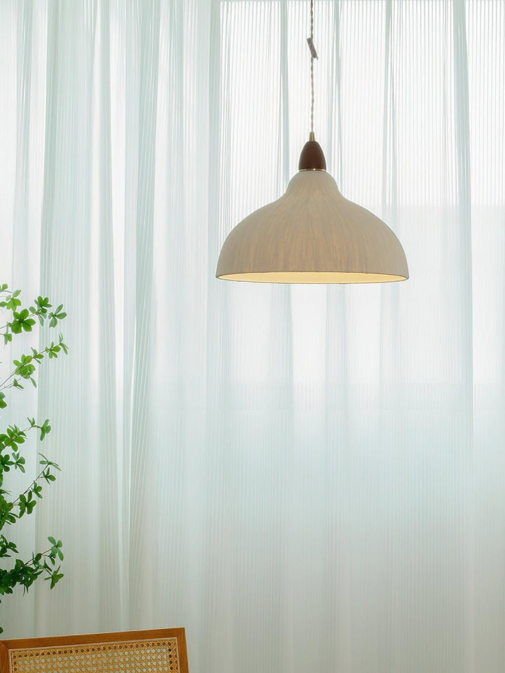Handcrafted Rice Paper Pendant Light with Wood Holder