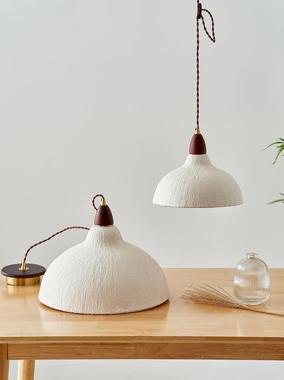 Handcrafted Rice Paper Pendant Light with Wood Holder