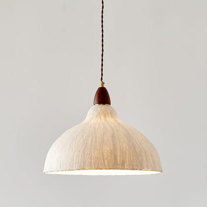 Handcrafted Rice Paper Pendant Light with Wood Holder