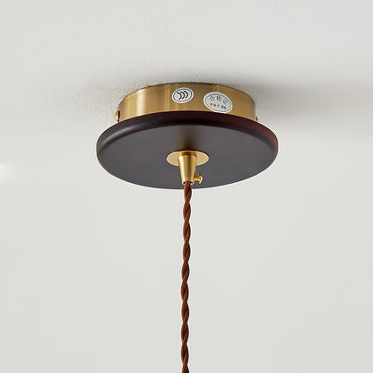 Handcrafted Rice Paper Pendant Light with Wood Holder