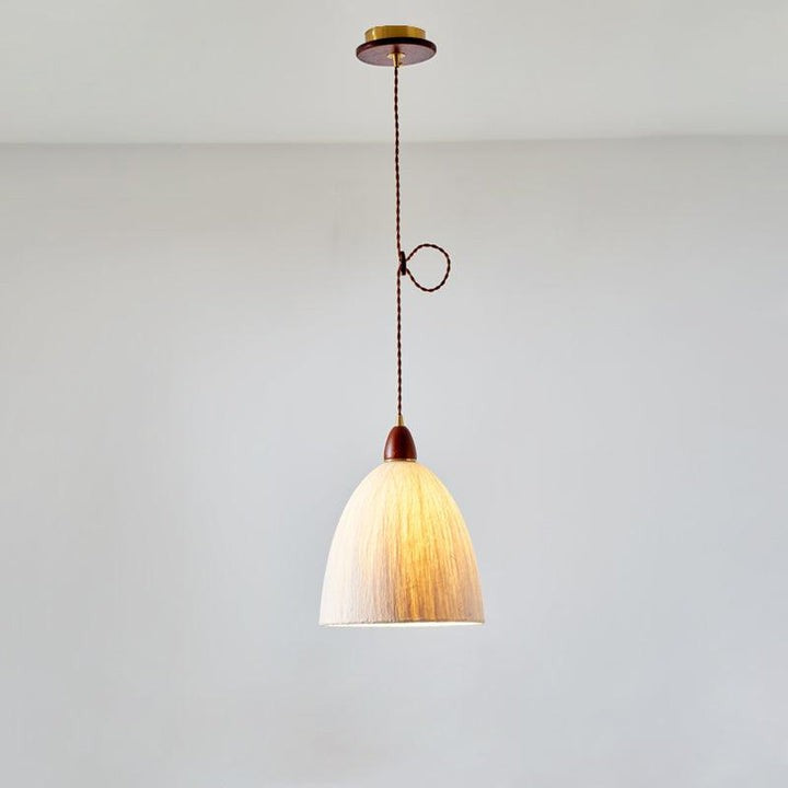 Handcrafted Rice Paper Pendant Light with Wood Holder