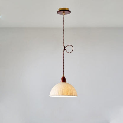 Handcrafted Rice Paper Pendant Light with Wood Holder