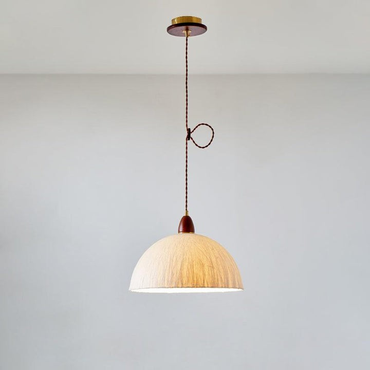 Handcrafted Rice Paper Pendant Light with Wood Holder