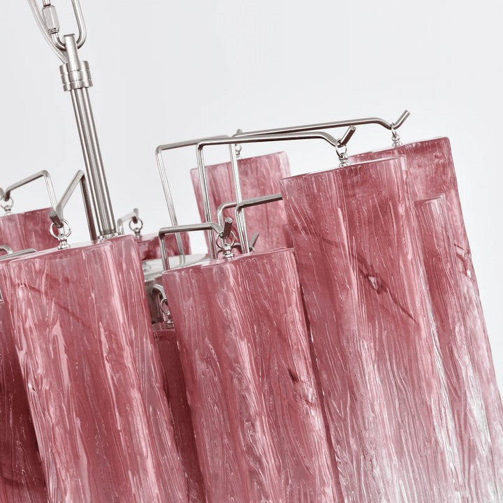 Handcrafted Rose Gradient Glass Tiered Chandelier
