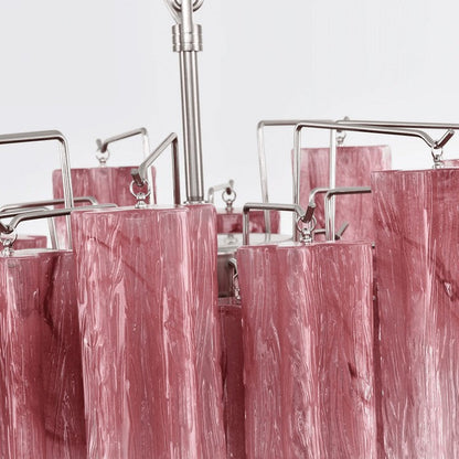 Handcrafted Rose Gradient Glass Tiered Chandelier