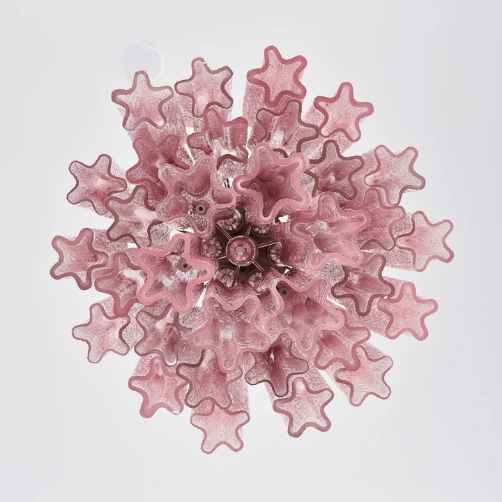 Handcrafted Rose Gradient Glass Tiered Chandelier