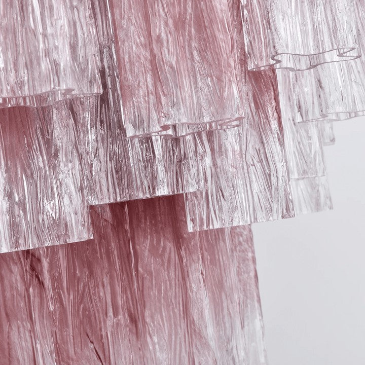 Handcrafted Rose Gradient Glass Tiered Chandelier
