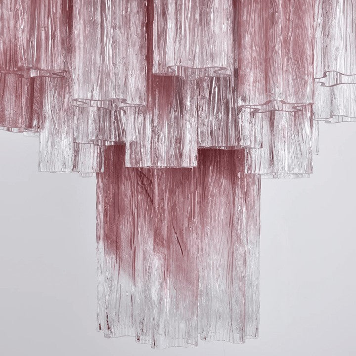 Handcrafted Rose Gradient Glass Tiered Chandelier