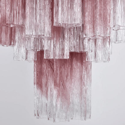 Handcrafted Rose Gradient Glass Tiered Chandelier