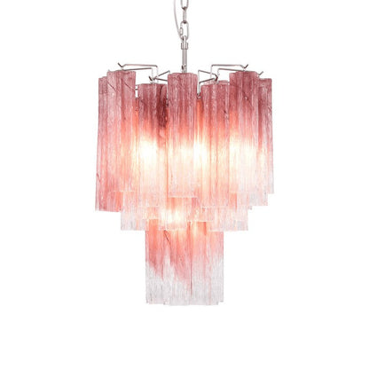 Handcrafted Rose Gradient Glass Tiered Chandelier