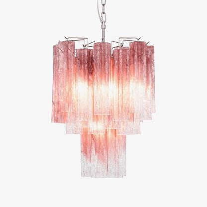 Handcrafted Rose Gradient Glass Tiered Chandelier