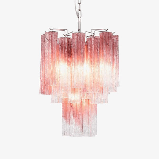 Handcrafted Rose Gradient Glass Tiered Chandelier