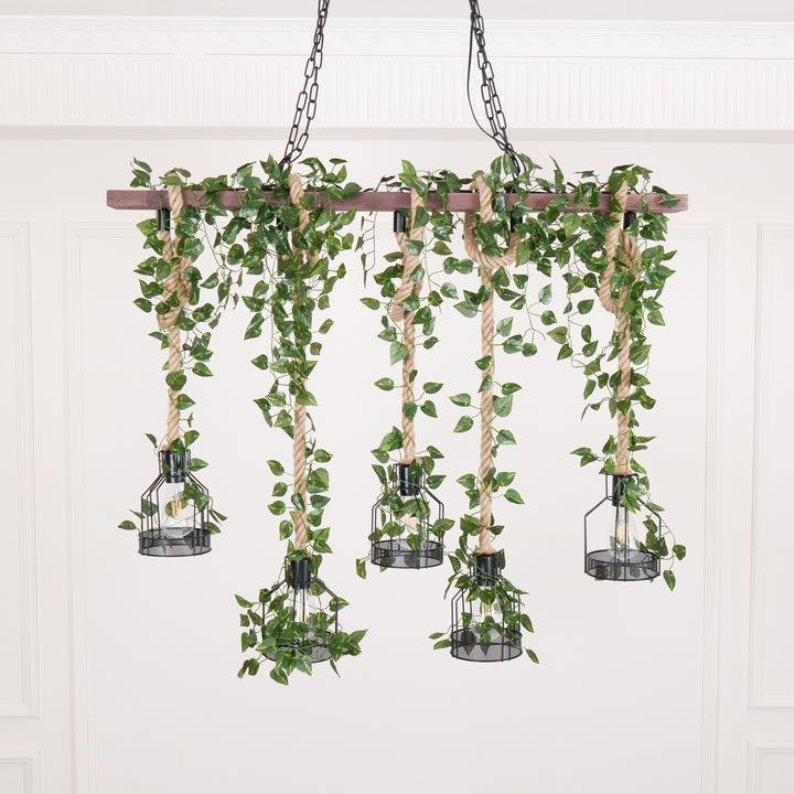 Handcrafted Rustic Wood Beam Chandelier with Natural Accents